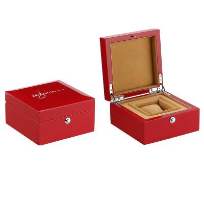 China New Design Handmade Red Wooden Watch Box Luxury Simple Wood Watches Packaging Boxes for sale