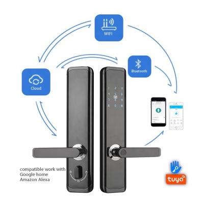 China Front Wood Door Smart Locks Tuya Home App Office Apartments Hotel Apartment Security Digital Remote Control Door Lock for sale