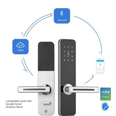 China Electric Electronic Door Handle Digital Ttlock Cerraduras Inteligentes NFC Office Apartments Hotel QR Code Security Home Digit Lock for sale