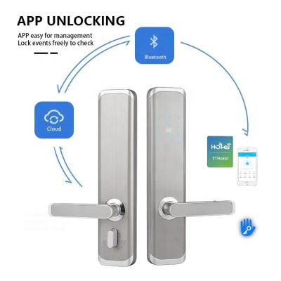 China Small Hotel Lock Smart Home Code Lock Phone QR Kycards Office Apartments Hotel Smart Lock Google Alexa for sale