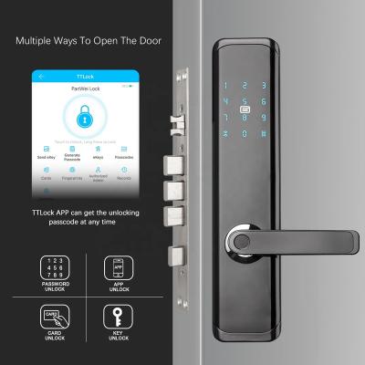 China High Quality Mortise Lock 6068 Aluminum Alloy Keyless Automatic Door Lock Fingerprint Biometric WiFi APP Access for sale