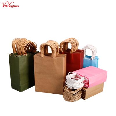 China Color Recyclable High Quality Gift Packaging Kraft Paper Bag With Handles Festival Gift Pouch Shopping Bags for sale