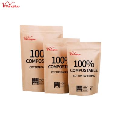 China Custom Logo Printed Biodegradable Zip Lock Brown Paper Stand Up Pouch Coffee Tea Packaging Bags for sale