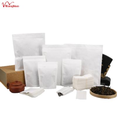 China Customized Recyclables Print Food Grade White Cotton Paper Stand Up Ziplock Pouch For Tea Packaging for sale