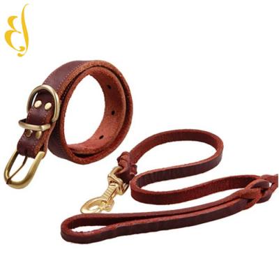 China Popular Eco Friendly Genuine Leather Luxury Dog Collars Viable Logo OEM Customized for sale