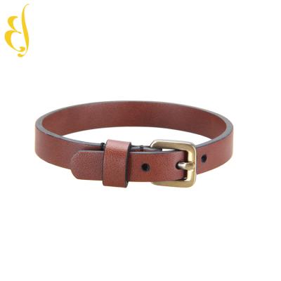 China Fashion Brand Engraved Custom Name Flat Logo Magnet Leather Bracelet for sale