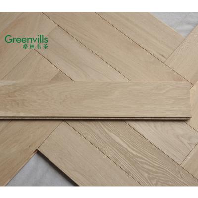 China Modern Unfinished 15MM Oak Herringbone Flooring Selected White Oak Hardwood Engineered Parquet for sale