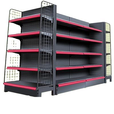 China End Sided Steel Hot End Side Rack Retail Display Shelf Supermarket Sale Gondola Shop Shelving for sale