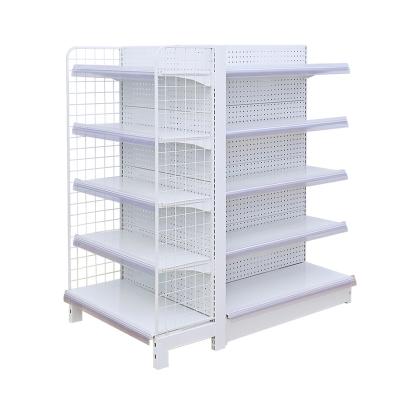 China Customized Double Sided Supermarket Retail Rack Display Store Shelf Gondola Supermarket Steel Shelves for sale