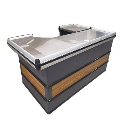 China 1)Supermarket 2)Multi Functional Shops Corner Cashier Table Stainless Outdoor Powder Coating Desk Counter Cash Register for sale