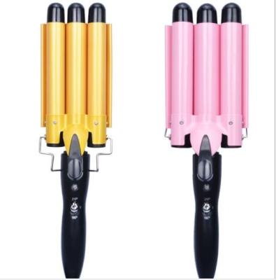 China Safety Hair Hesitate Hair Curling Iron Magic Wands Turbo Curling Hair Curler 3 Barrels Hesitate Instant Heat Hair Curler for sale