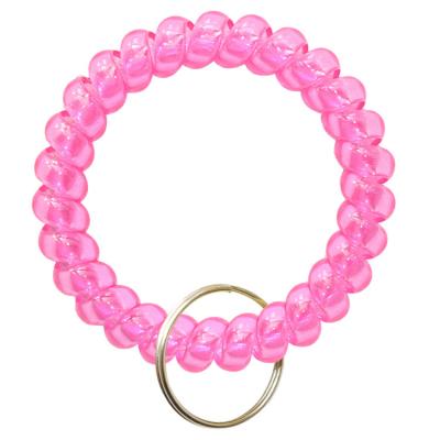 China Wrist Colorful Coil Spring Wristband Key Chain Key Chain Key Ring For Gym Pool for sale