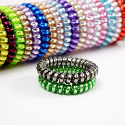 China Fashion Minimalist Modern Hair Bands METAL COLOR Elastic Plastic Phone Cord NO Crease Hair Ties for sale