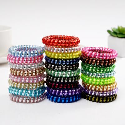 China Braysle Modern Minimalist METAL COLOR Telephone Cord Hair Ties No Crease Waterproof Hair Coils For All Kinds Hair for sale