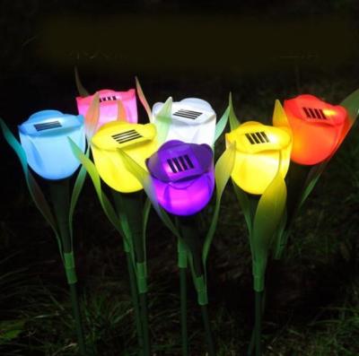 China Outdoor LANDSCAPE Yard Garden Path Way Solar Power LED Tulip For Landscape Flower Lamp Lights for sale