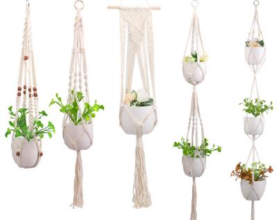 China Braysle STYLISH AND UNIQUE 100% Pure Plant Hanger Cotton Rope Planter Basket Flower Indoor Hanging Decorative Pot Holder UV Resistance for sale