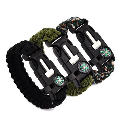 China Eco-Friendly Outdoor Survival 550 Rope Paracord Bracelet With Compass Fire Starter And Emergency Whistle for sale