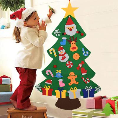 China Kids Christmas Tree DIY Felt Christmas Decoration for Navidad 2021 New Year Gifts Home Christmas Ornaments Santa Claus Xmas Tree for sale