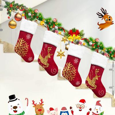 China Polyester Personalized Custom Christmas Stocking Santa Sack Christmas Eve Bag First Christmas Gift Christmas Stocking Holiday Decorations for sale