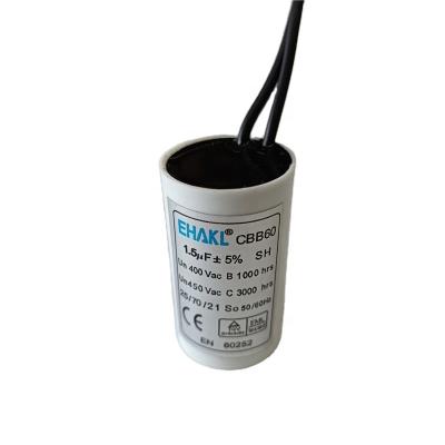 China CBB60 Property Capacitor 450v 1.5uf Self-Healing Motor Run Capacitor for sale