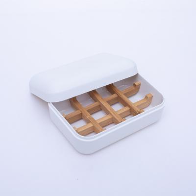 China Eco Healthy Biodegradable Natural Bamboo Soap Holder For Bath Shower With Lid Bamboo Soap Holder for sale