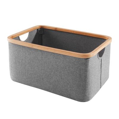 China 2021 New Product Minimalist Bamboo Wash Bags Collapsible Laundry Baskets for sale