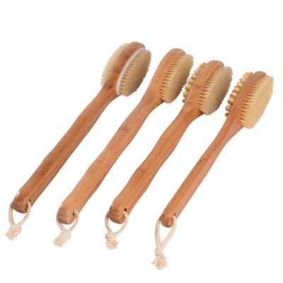 China All 2021 100% Natural Hot Boars Straighten Curved Natural Bristle Skin Exfoliating Full Dry Bamboo Bath Body Brush for sale