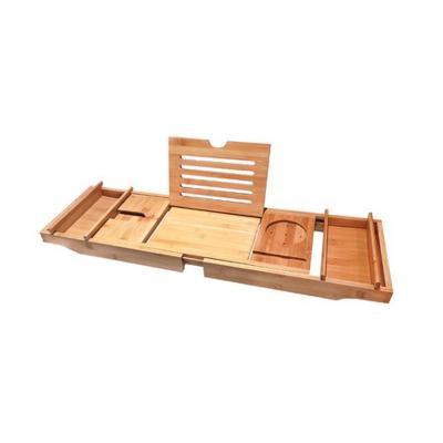 China Sustainable Eco-Friendly Bathroom Sets Bamboo Serving Tray Bamboo Tub Wine Glass Holder Cart for sale