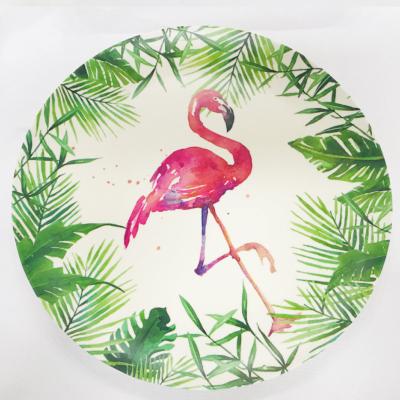 China Disposable OEM Customized Logo Pattern Non Plastic Bamboo Fiber Plate Pigmented Plates and Color Plates for sale