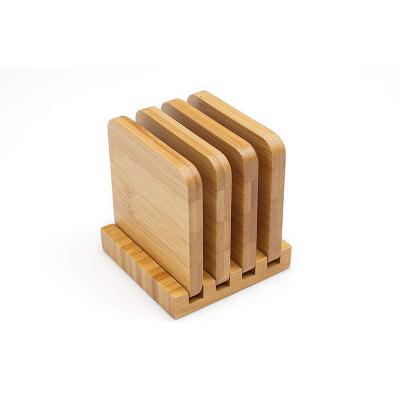 China Large Gift Viable Idea Plant Custom Selling Best Selling Bamboo Coffee Drink Coasters Bamboo Dish Set With Stand for sale