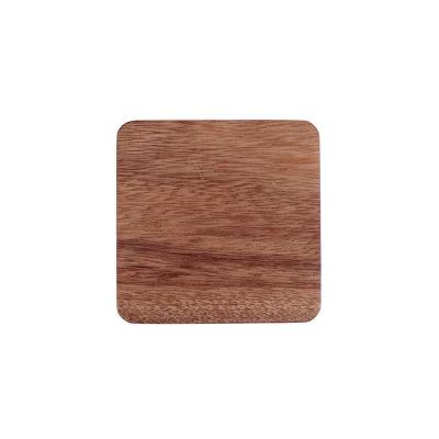 China Sustainable High Grade Round Acacia White Square Custom Wooden Snack Tea Tray Coaster Set for sale