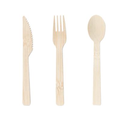 China Simplicity 17cm FSC Spoon Knife And Fork Bamboo Cutlery Set Disposable for sale