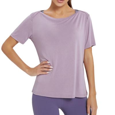 China Breathable/Shockproof/New Fashion European and American Women's Side Split Sports Women's Slim Fit/Long Sleeve Yoga Tops for sale