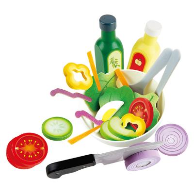 China Wood Children educational kitchen toy mini wooden kids Healthy Salad Play set pretend games kitchen toy set for sale