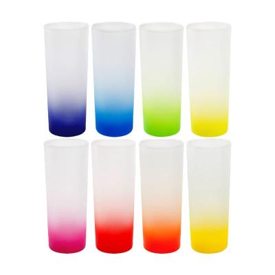 China Disposable New design wholesale 3oz straight frosted gradient colorful rainbow shot glass for printing for sale