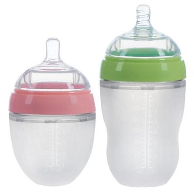 China BPA Free Hot Selling Baby Milk Bottle New Design Baby Feeding Bottle Food Grade Silicone Baby Bottles for sale