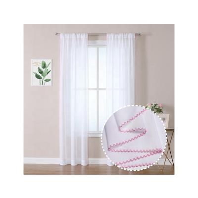 China 2022 modern hot sale turkish curtain fabric with OWENIE sheer 84 inch long white window sheer curtains with lace trim for bedroom for sale