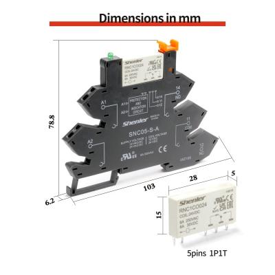 China shenler 6a dc12v relay sealed slim interface in relays HF41F-24-ZS 24V 24VDC DC24V 6A 250VAC 5PIN C2-1 HONGFA relay for sale