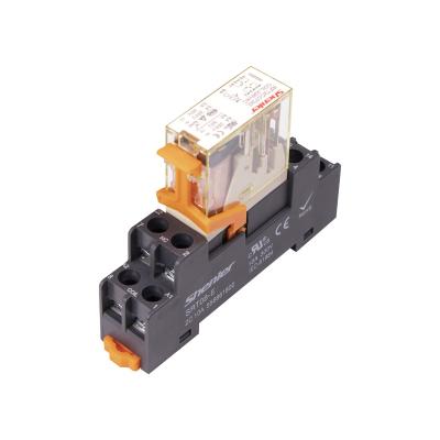 China Shenler Relay Module RFT2CO730L+SRT08-E Universal Sealed Relay Base Relay Box and Interface Socket Pole 8A 230VAC LED 2 Outputs for sale