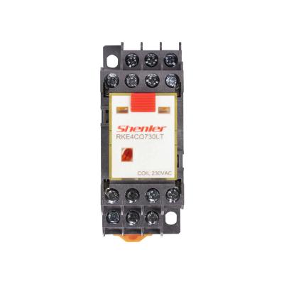 China Shenler Relay Module RKE4CO730LT+SYF14A-E 4 Post 230VAC 5A LED TEST Key Sealed Relay With Clear Socket Maker 220v Base for sale