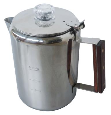 China Eco-friendly 9 CUP Coffee Pot Camping Campfire Cooking Equipment Coffee Percolator for Campfire or Stove Top for sale