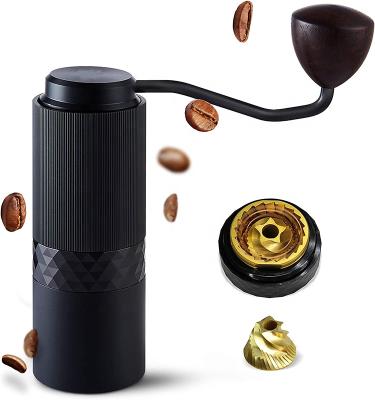 China Burr Intuitive Numerical External Adjustable Conical Viable Placing Aluminum Manual Coffee Grinder for sale