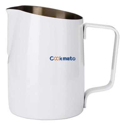 China Viable white espresso steaming milk frothing pitcher for coffee for sale