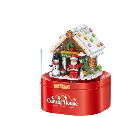 China DIY TOY Santa Claus Snowflake Musical Light Christmas Music Box Building DIY Toys Assemble Brick Sets Mini Building Blocks for sale