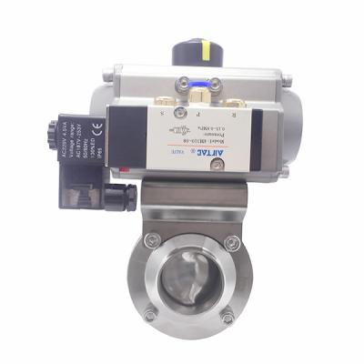 China Milk 101.6mm Stainless Steel Sanitary Weld Pneumatic Butterfly Valve With Solonied Valves for sale