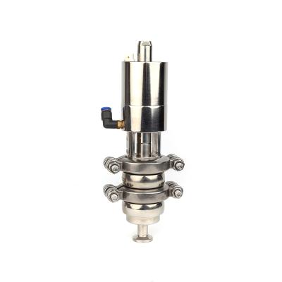 China Beverage Sanitary Stainless Steel Pneumatic Double Seat Mini Flow Divert Flow Diverting Valve for sale