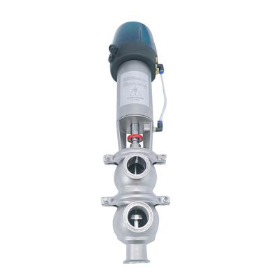 China Sanitary Reversing Beverage L/L Valve Pneumatic Clamping Double Flow Control Divert Seat Shut-off Valve for sale