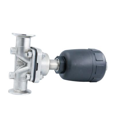 China Pneumatic General Sanitary Stainless Steel Through Diaphragm Valve With Plastic Actuator for sale