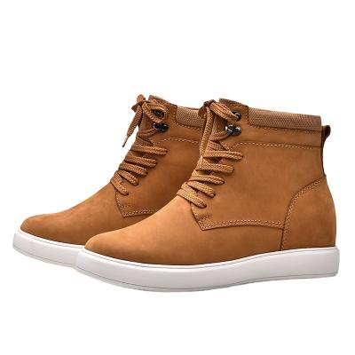 China Durable Factory Price Low Price Yellow Brown Suede Mens Height Increasing Boots Shoes for sale