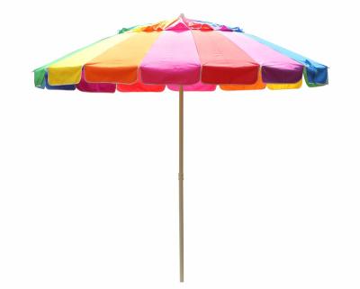 China Modern Beach Umbrella Rainbow Design Beach Umbrella Drinkable Colorful Sun Umbrella For Beach With Silver Coating for sale